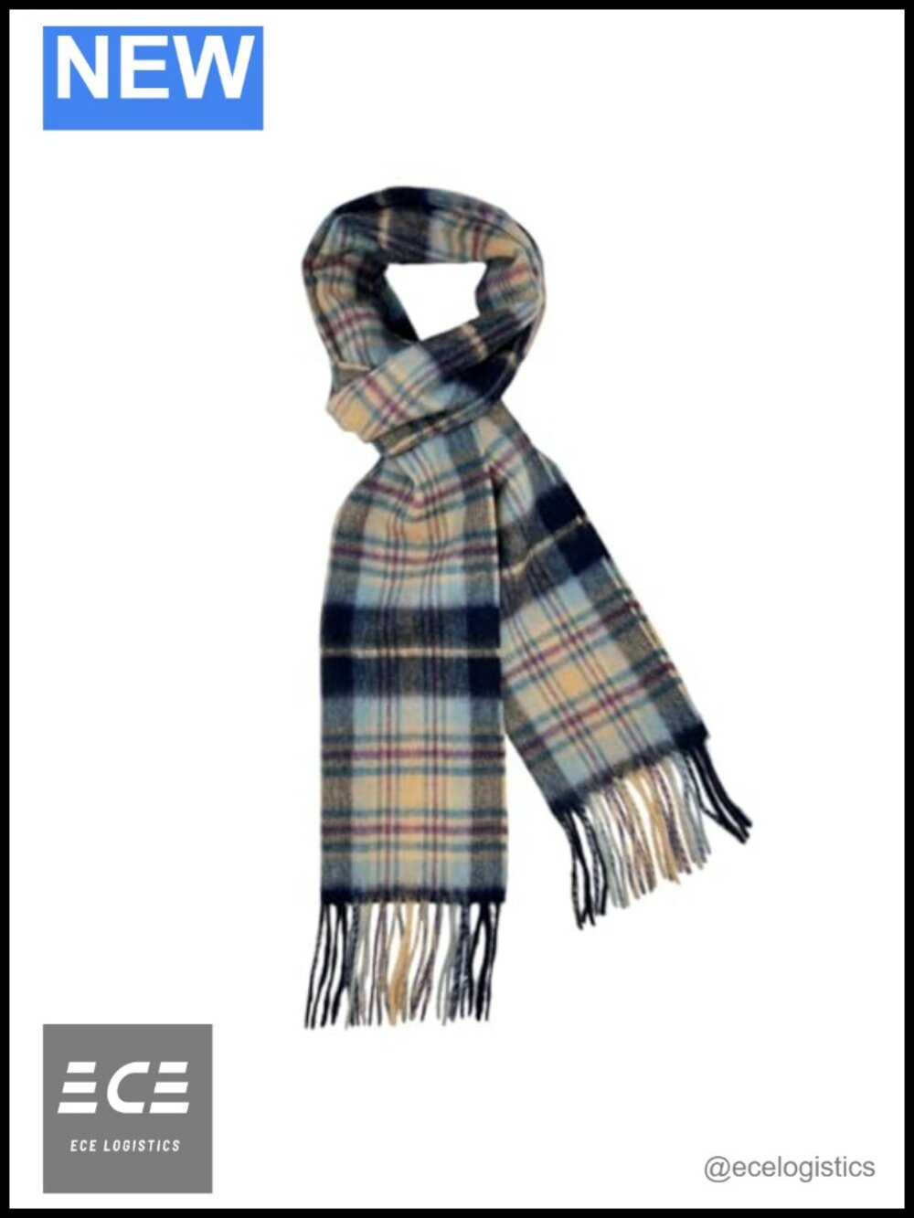 100% Cashmere Plaid Tartan Scarf Wrap Winter Scottish Designer